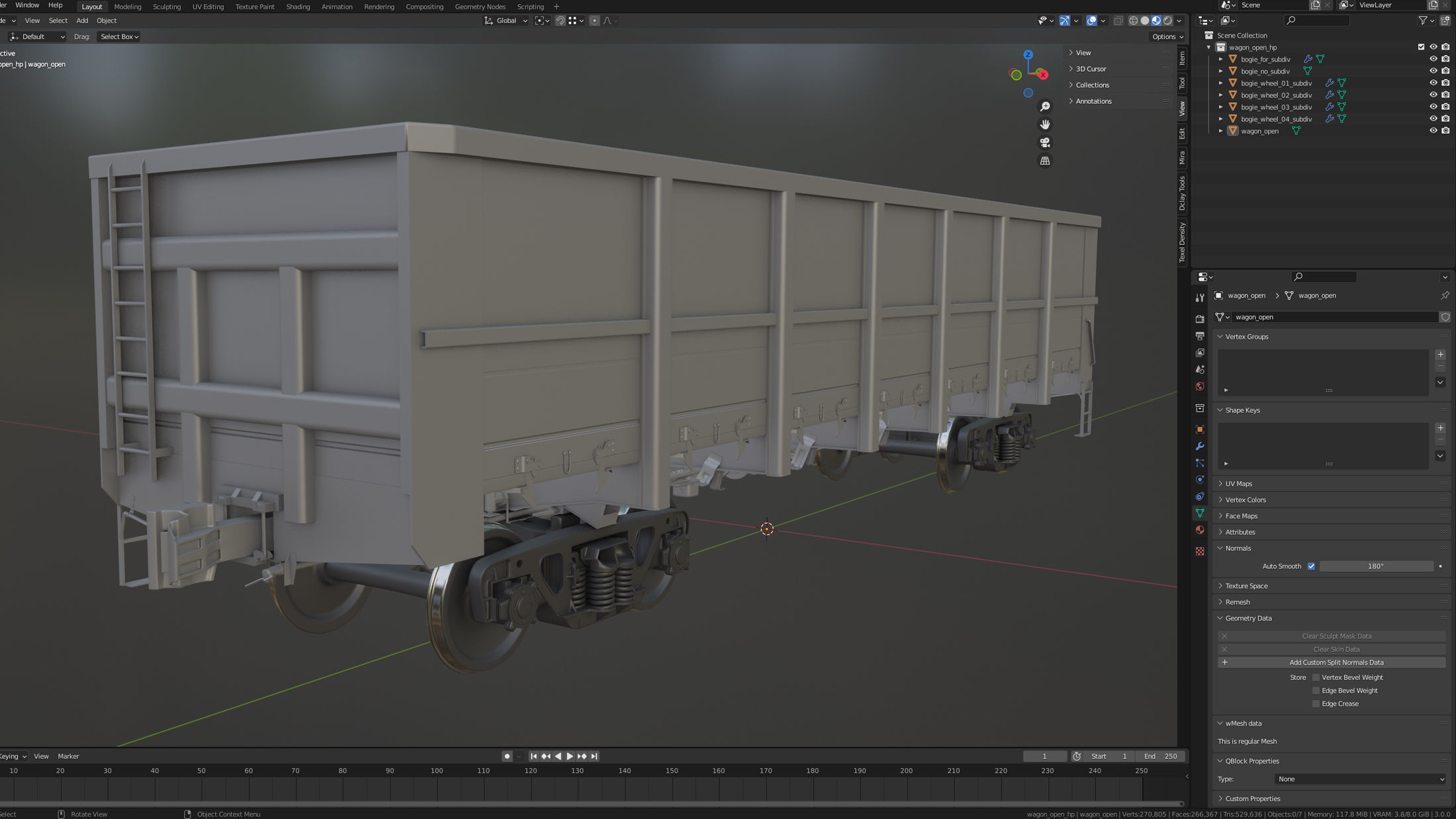 Railroad Open Wagon 3D model_7