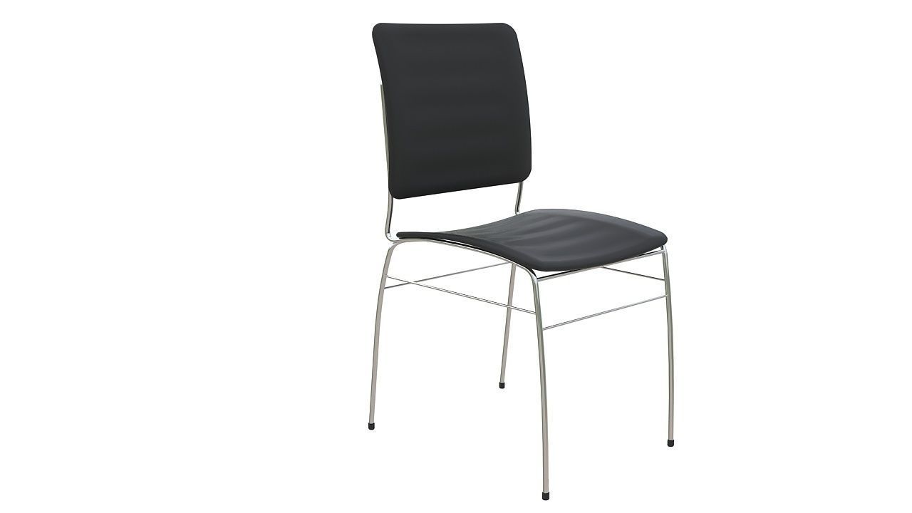Plastic chair metal legs 3D model_1