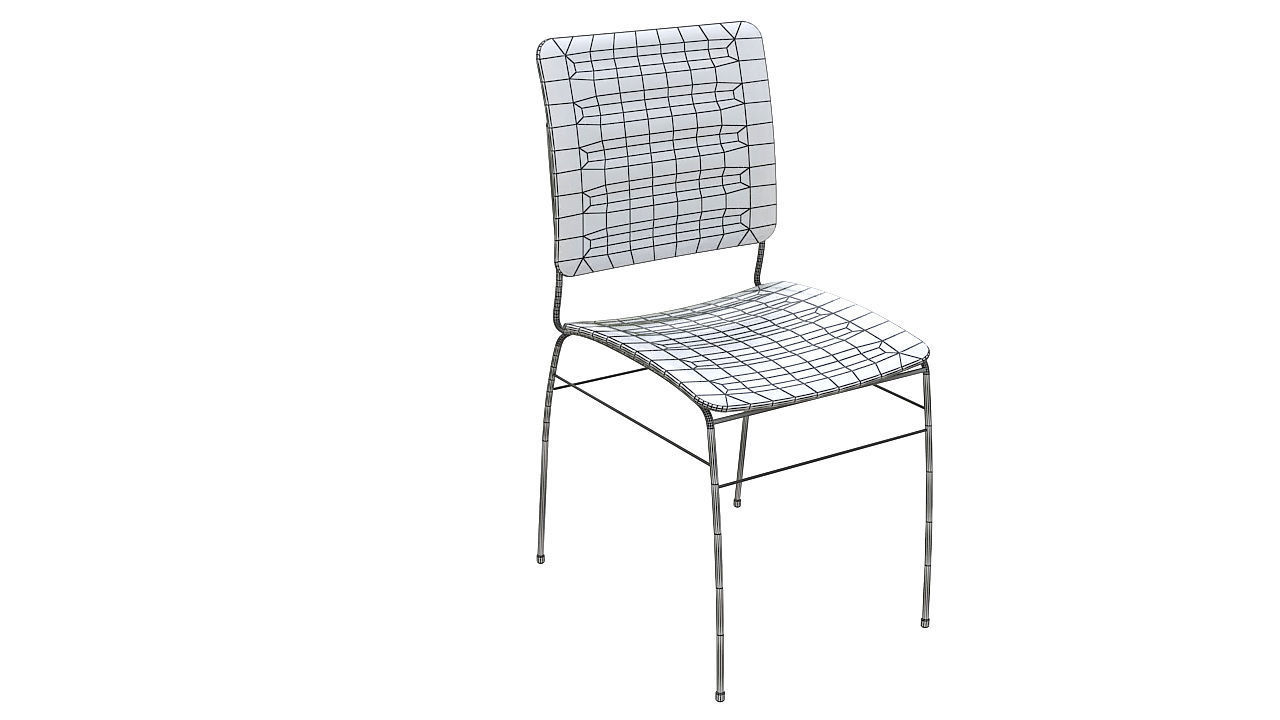 Plastic chair metal legs 3D model_9