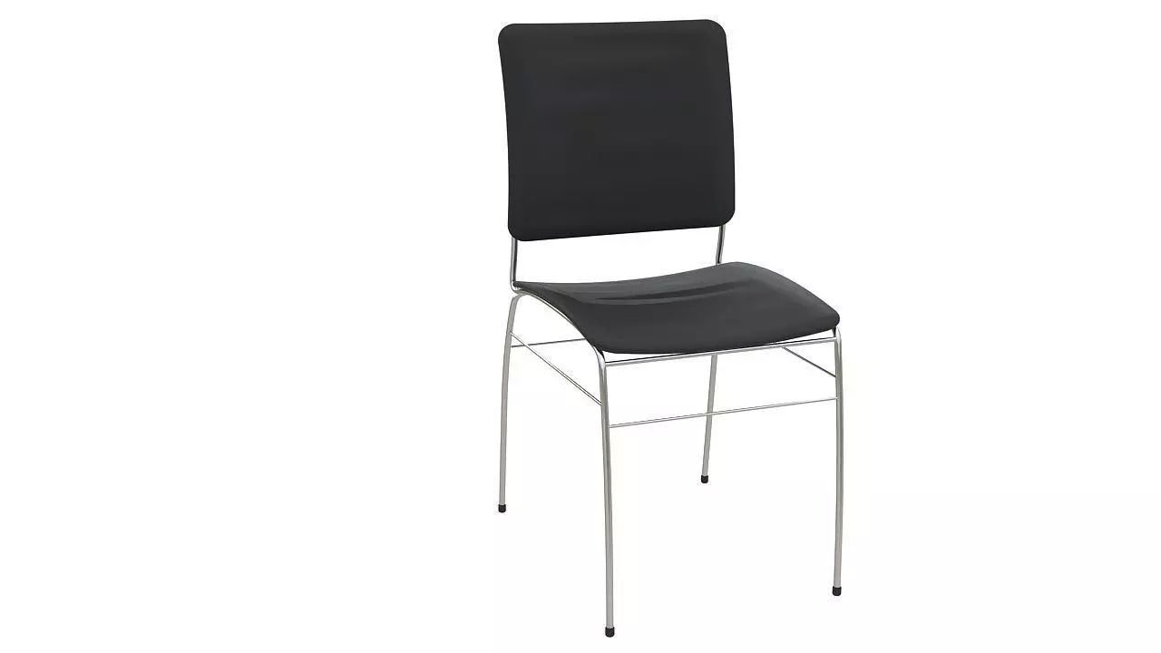 Plastic chair metal legs 3D model_0