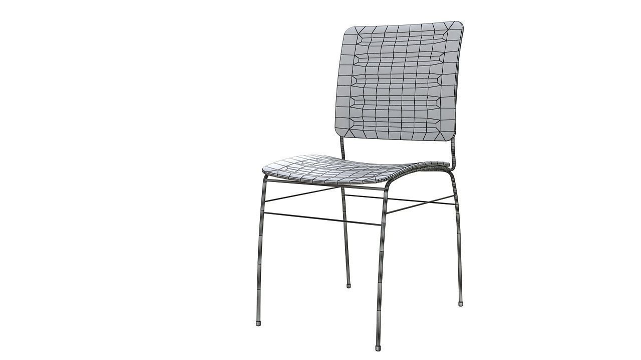 Plastic chair metal legs 3D model_8