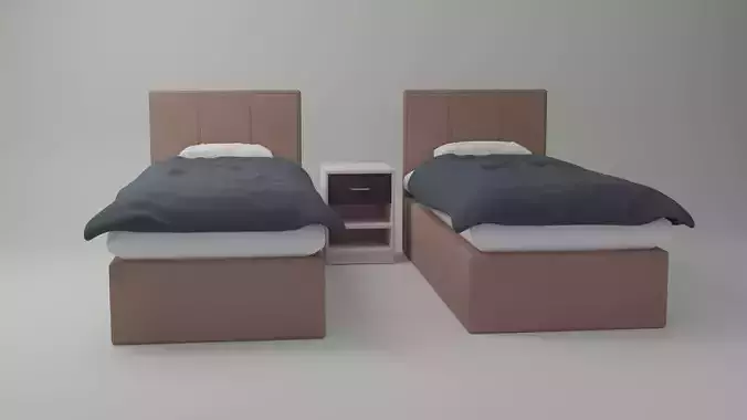 Twin beds 3D model