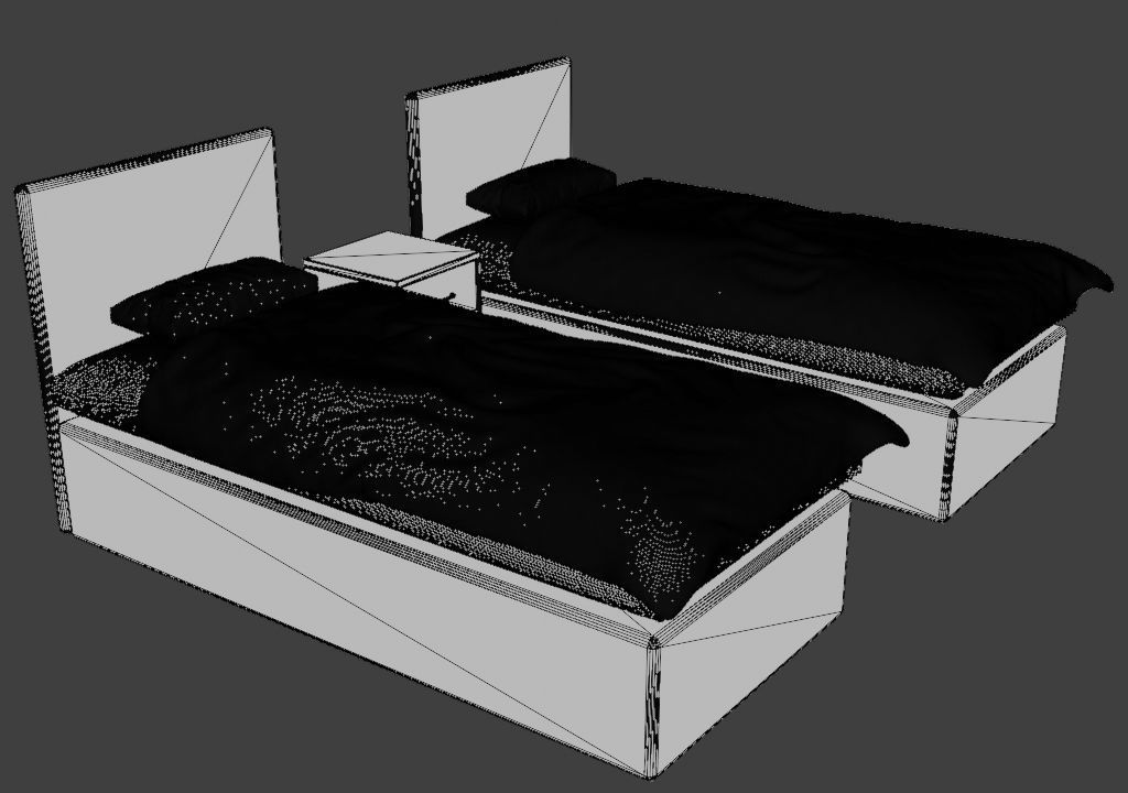 Twin beds 3D model 3D model_6