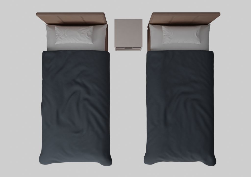 Twin beds 3D model 3D model_2