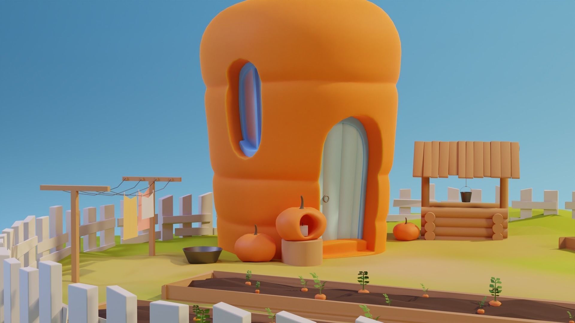Carrot home  Low-poly 3D model_3