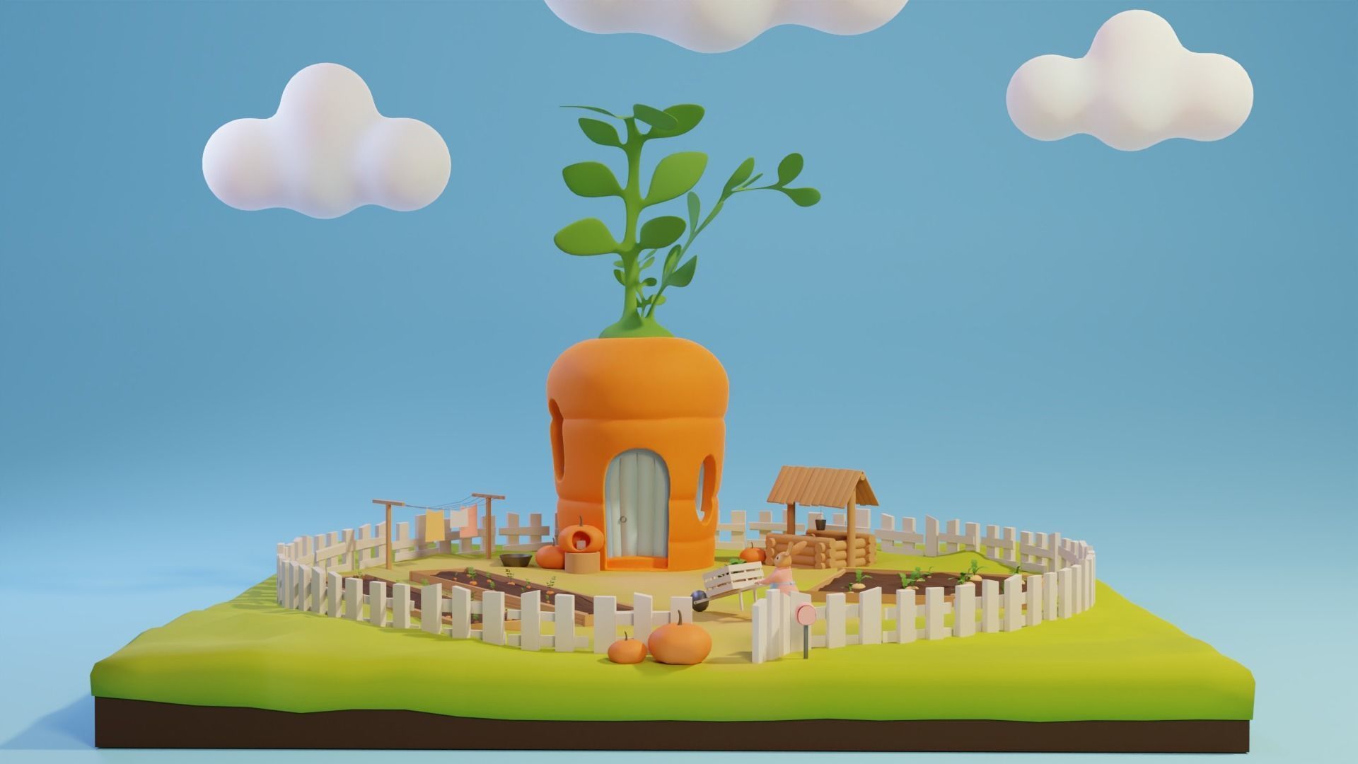 Carrot home  Low-poly 3D model_0