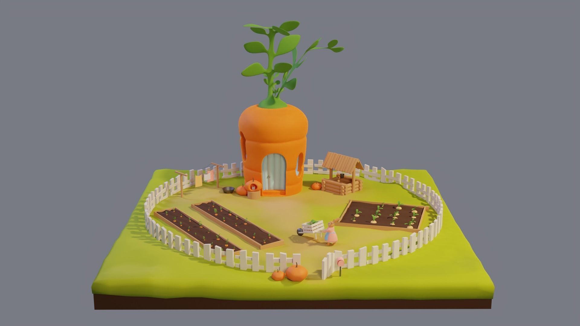 Carrot home  Low-poly 3D model_8