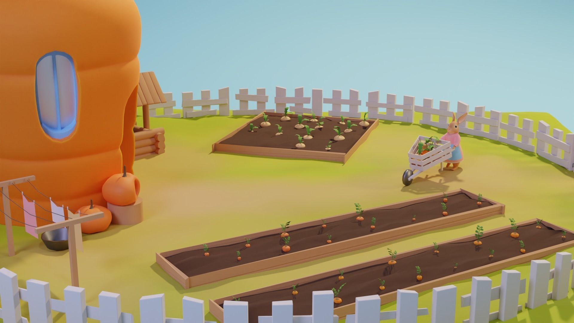 Carrot home  Low-poly 3D model_5