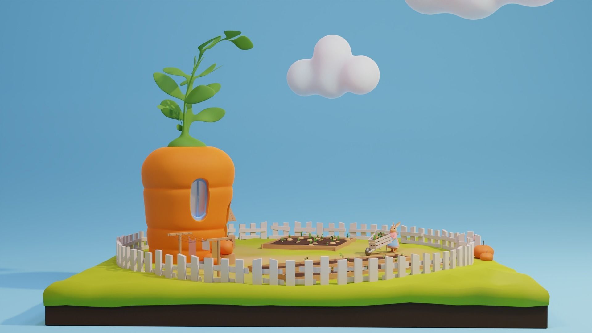 Carrot home  Low-poly 3D model_1