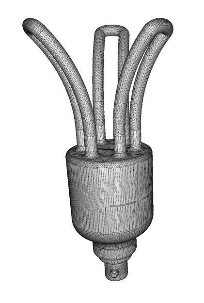 Classic Cartoon CFL Bulb Low-poly 3D model_2