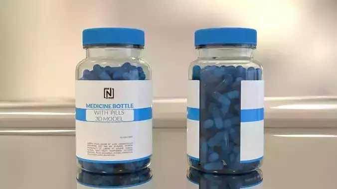Medicine Bottle with Pills 3D model