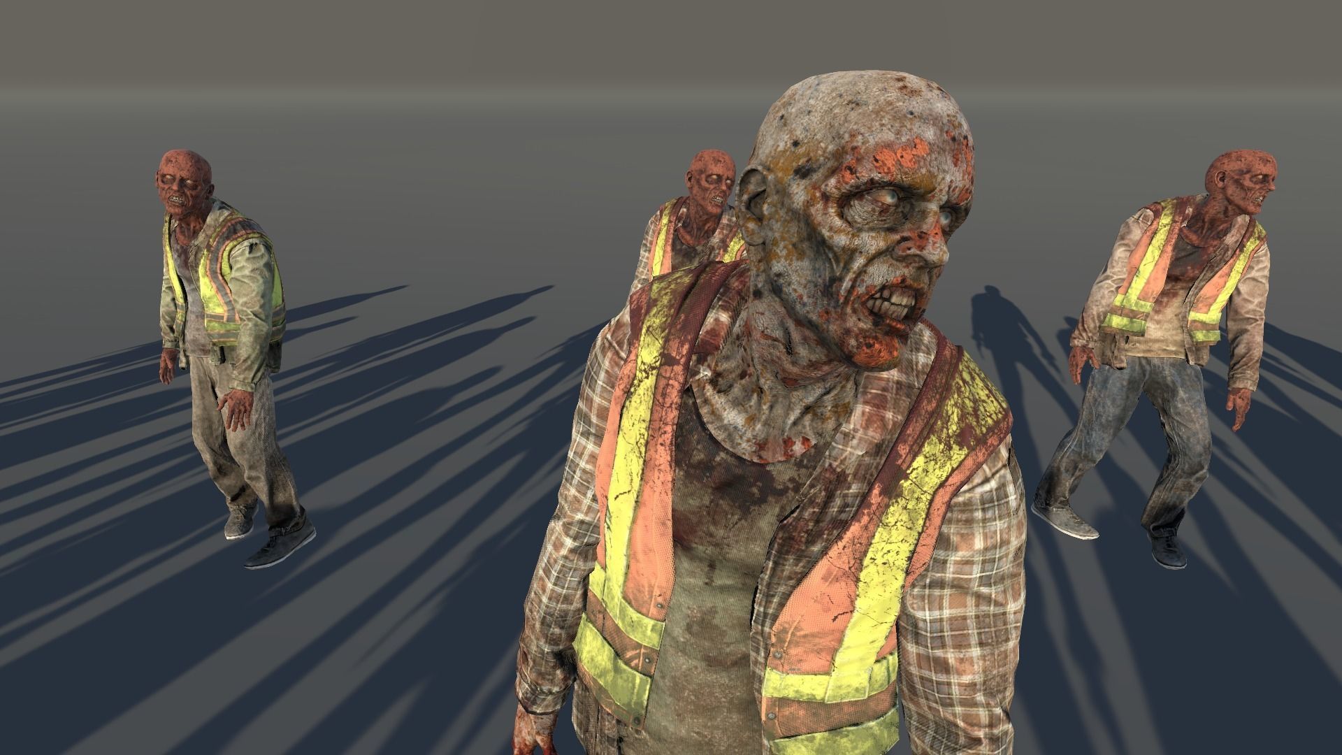 Zombie Civilian Construction Low-poly 3D model_11