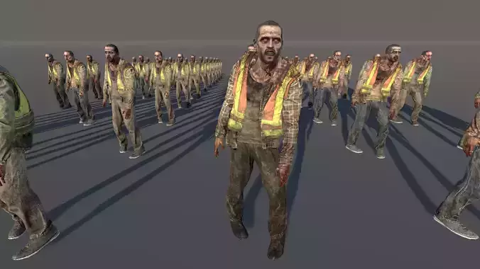Zombie Civilian Construction Low-poly 3D model