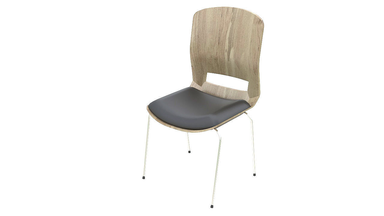 Wooden chair metal legs 3D model_8