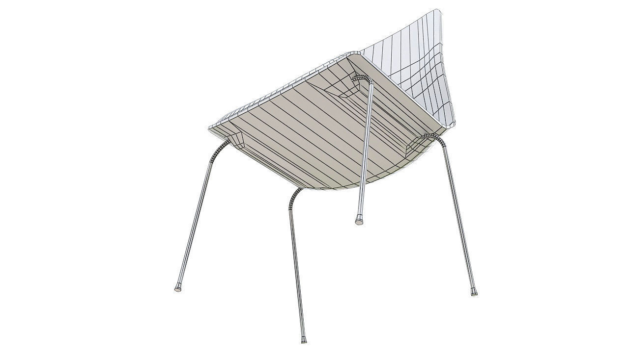 Wooden chair metal legs 3D model_12