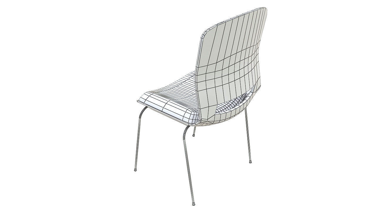 Wooden chair metal legs 3D model_11