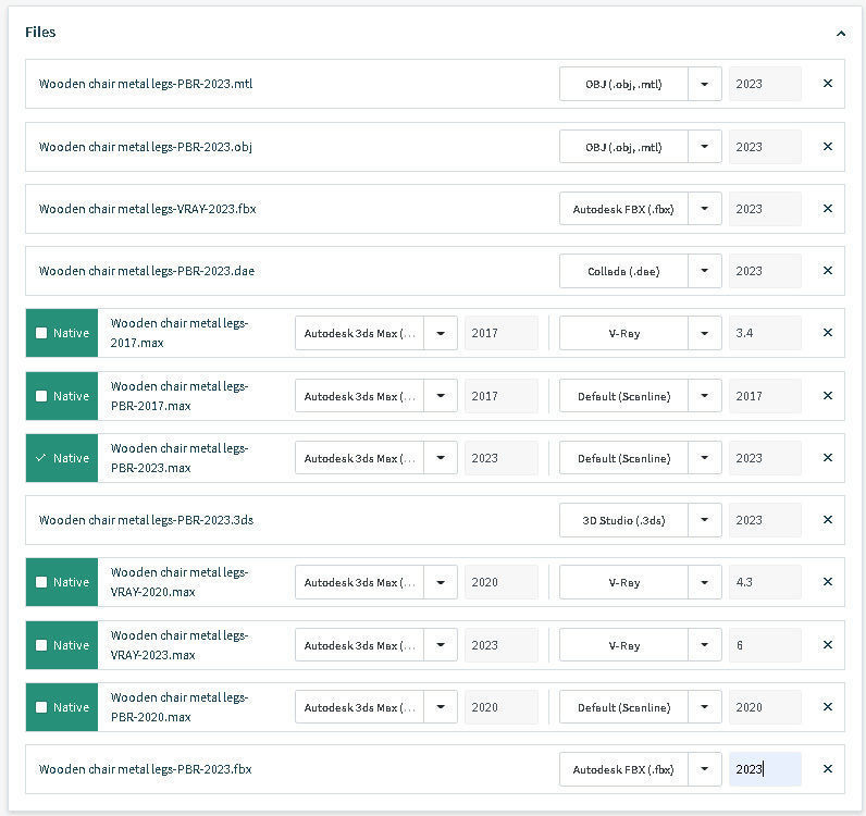 Wooden chair metal legs 3D model_18