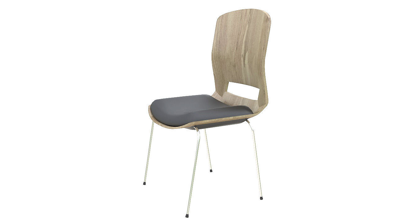 Wooden chair metal legs 3D model_5