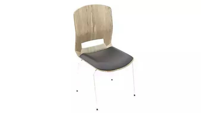 Wooden chair metal legs 3D model