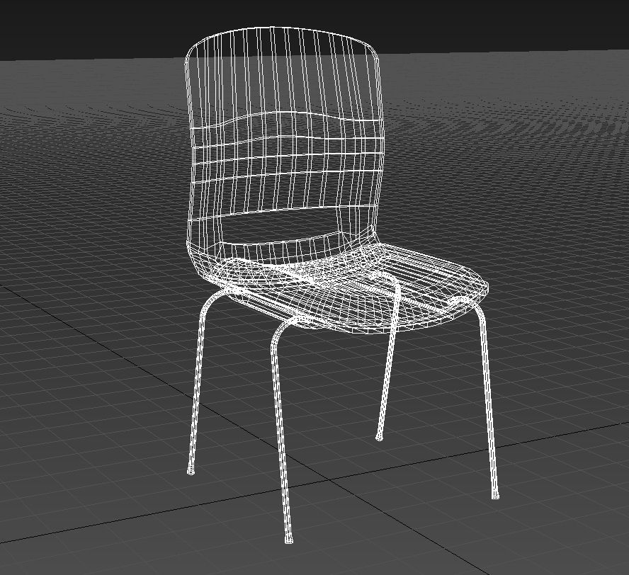 Wooden chair metal legs 3D model_13