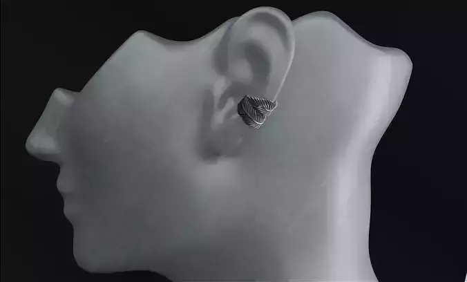 silver feather cuff earring