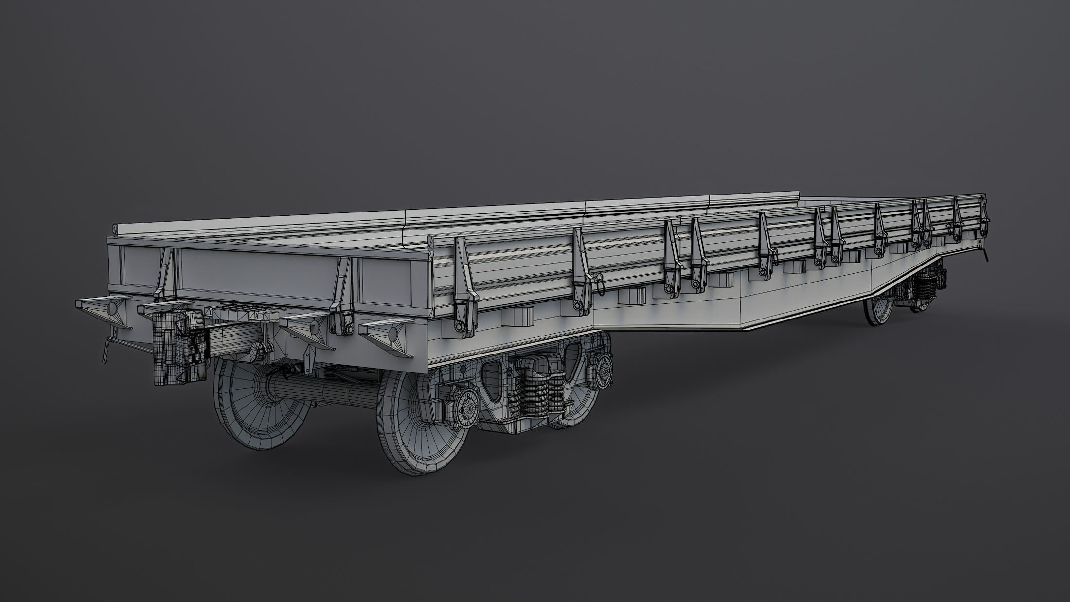 Flat Wagon High-Poly 3D model_5
