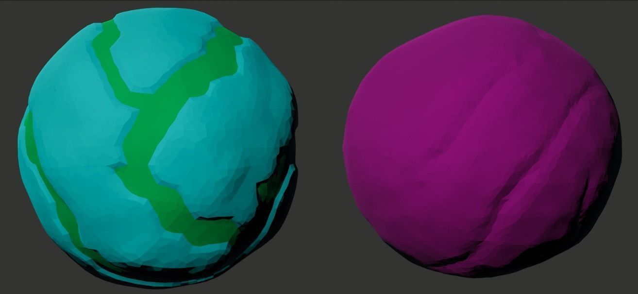 Stylized Planets and Moons Low-poly 3D model_7
