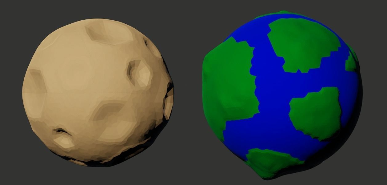 Stylized Planets and Moons Low-poly 3D model_5