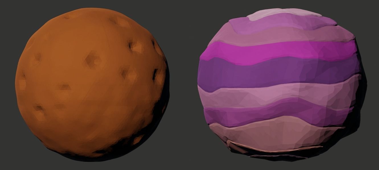 Stylized Planets and Moons Low-poly 3D model_11