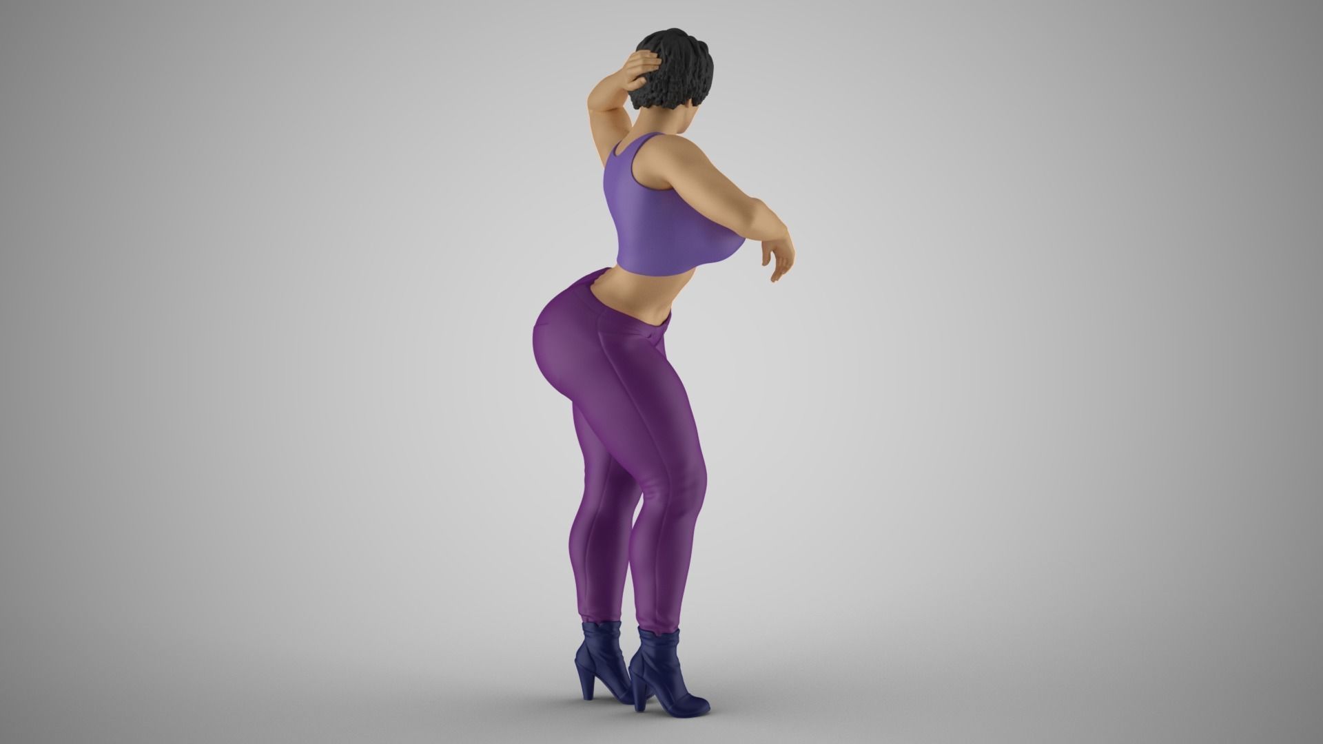 Girl Leaning Her Elbow on Bar 3D print model_6