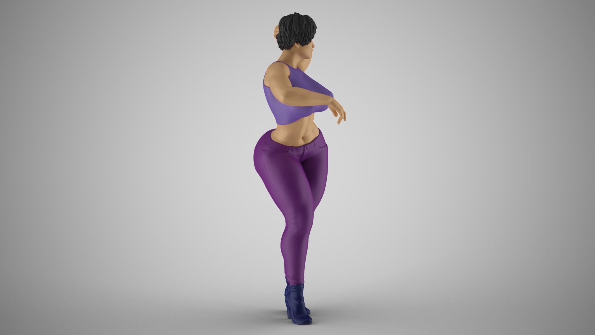 Girl Leaning Her Elbow on Bar 3D print model_5