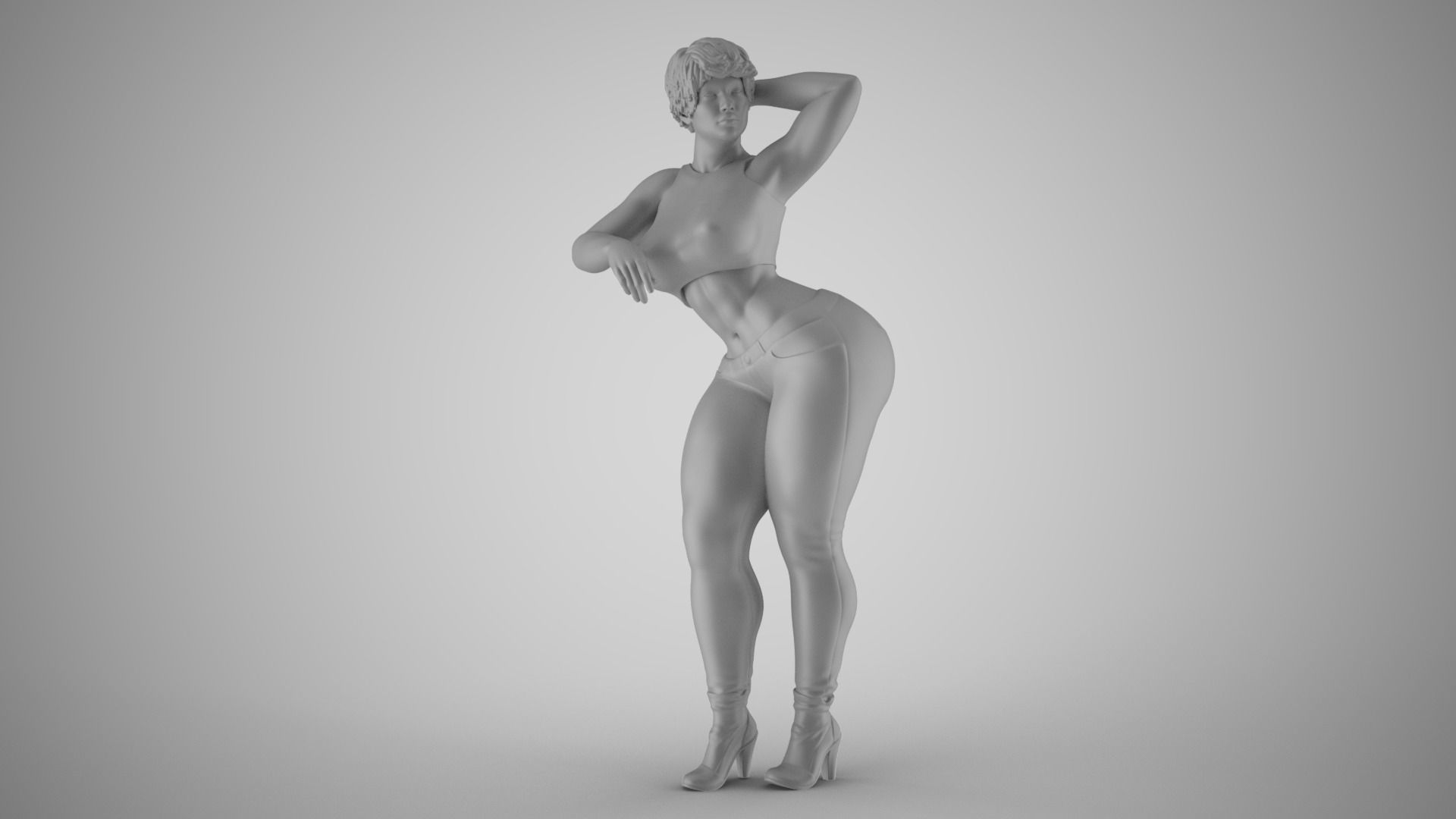 Girl Leaning Her Elbow on Bar 3D print model_2