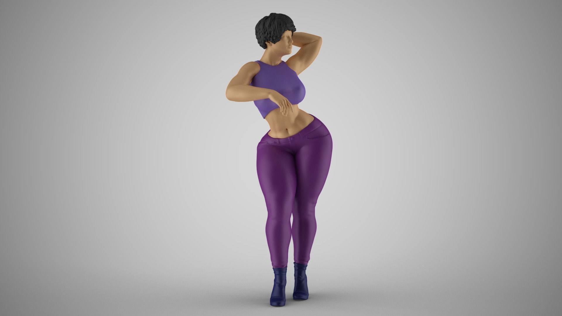 Girl Leaning Her Elbow on Bar 3D print model_4