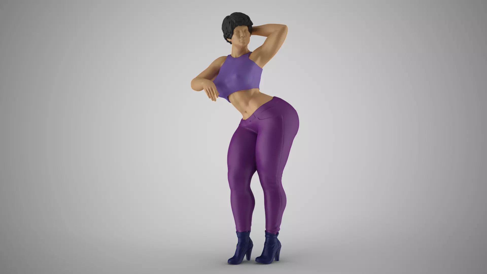 Girl Leaning Her Elbow on Bar 3D print model_0