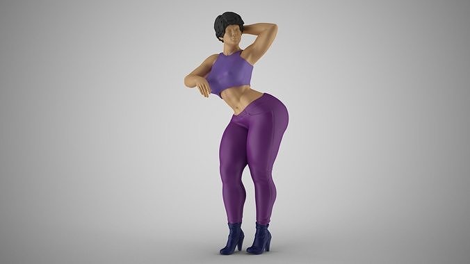 Girl Leaning Her Elbow on Bar 3D print model