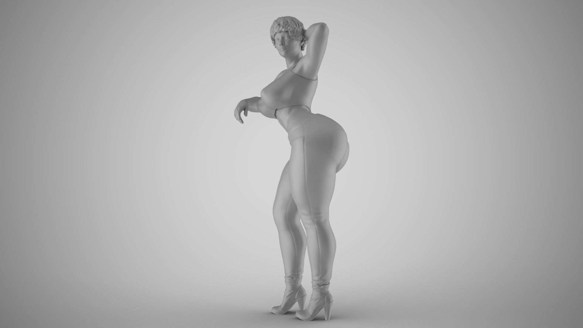Girl Leaning Her Elbow on Bar 3D print model_1
