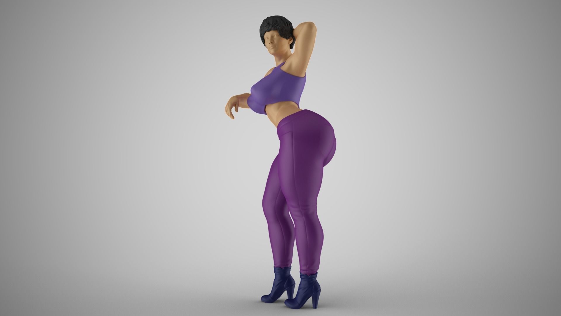 Girl Leaning Her Elbow on Bar 3D print model_10
