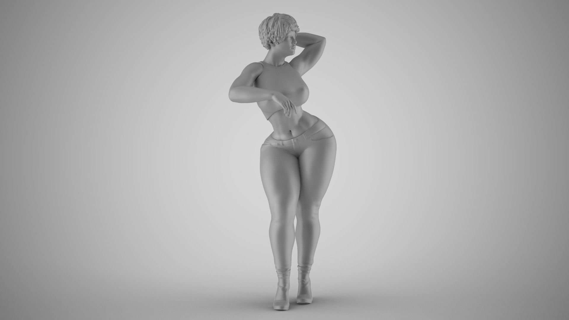 Girl Leaning Her Elbow on Bar 3D print model_3