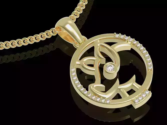 Pig pendant gold silver 3D printable jewelry model 3D print model