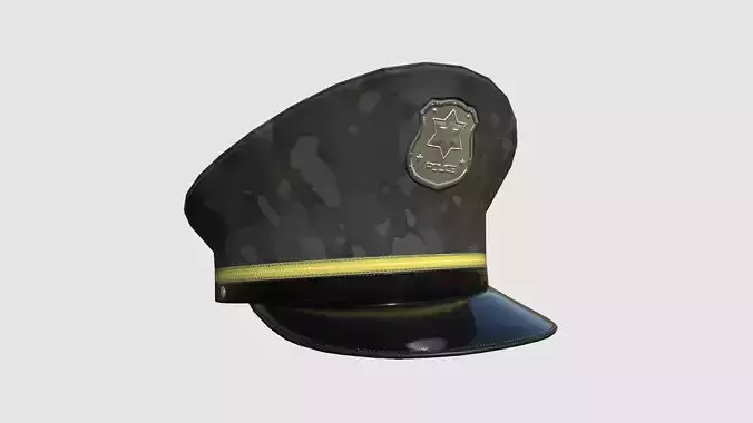 Police Cap 07 Black Camouflage - Character Design Fashion Low-poly 3D model