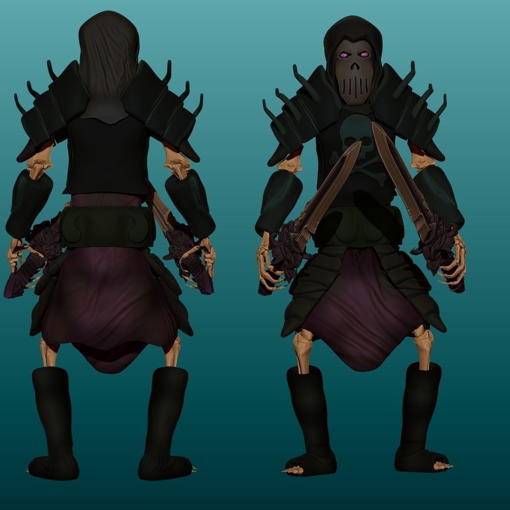 Skeleton samurai 3D model_2