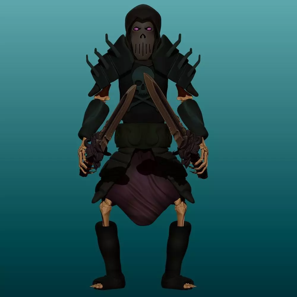 Skeleton samurai 3D model_0