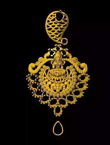 Earring ornate gold pendant