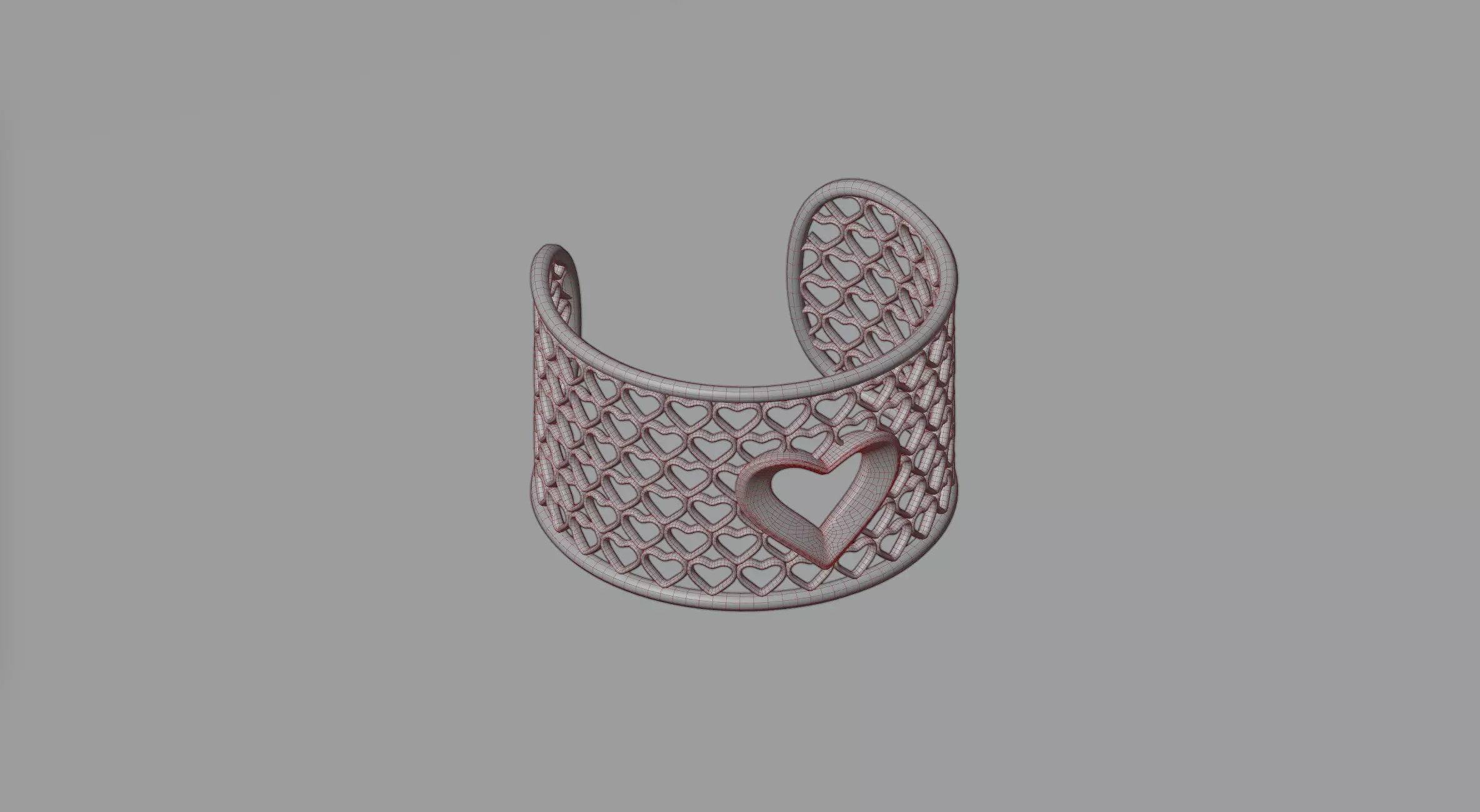 Hearts bracelet 3D model_0