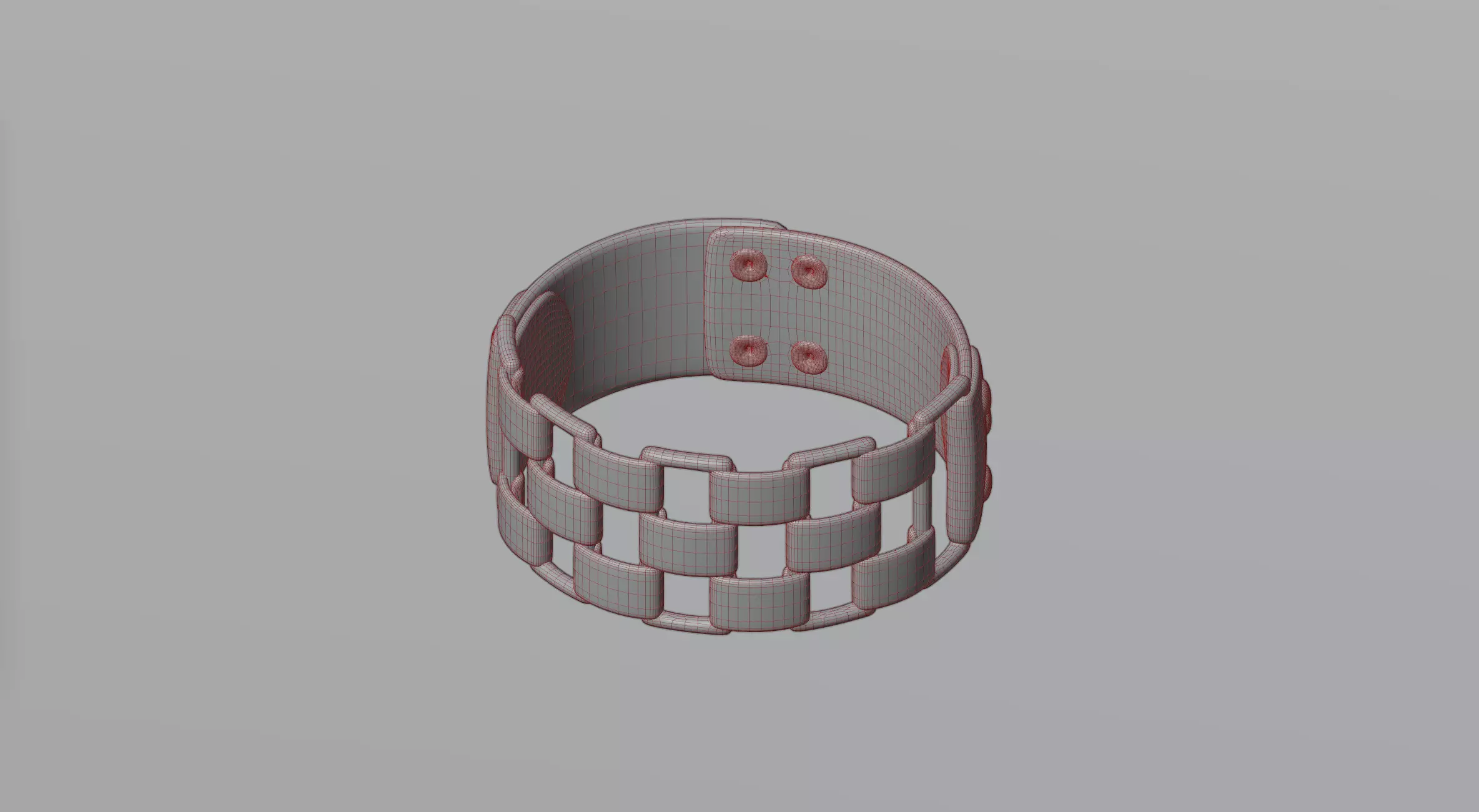Bracelet 6 ring made of squares 3D model_0