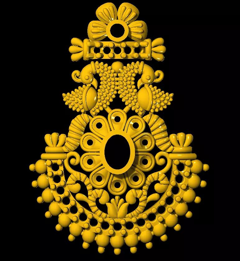 Earring ornate pendant 3D print model_0