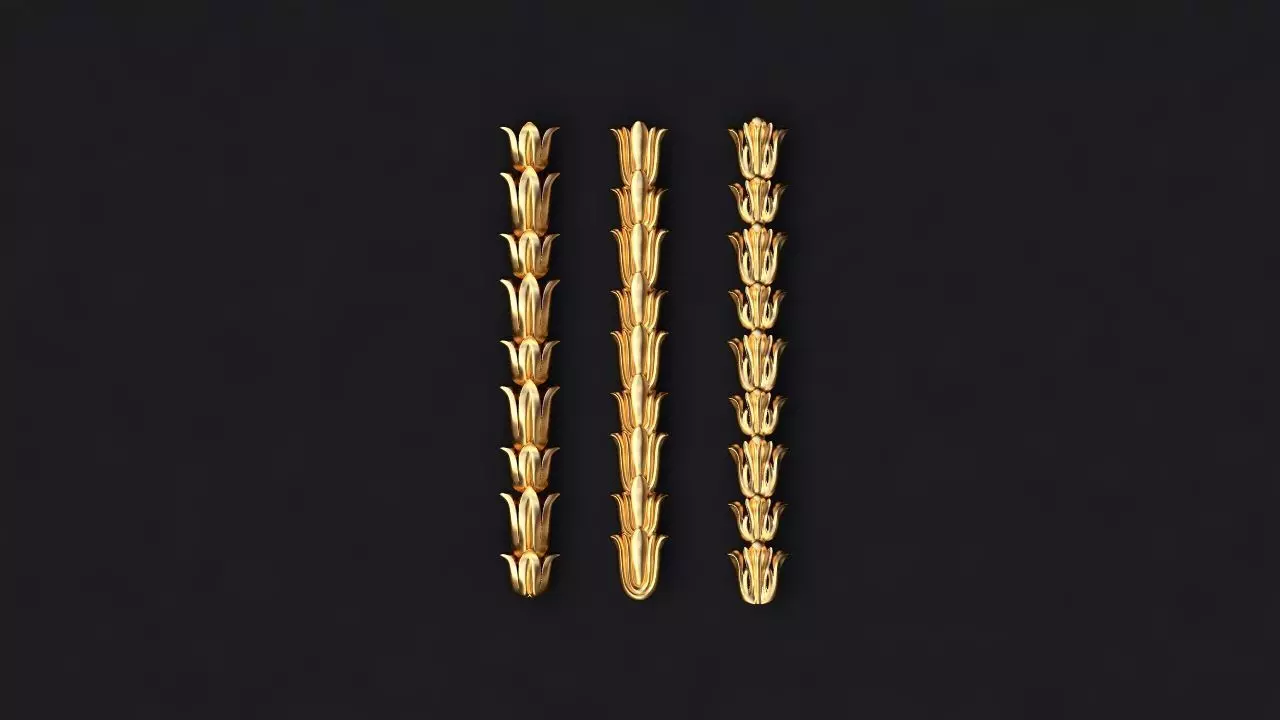 3 DEKORS three gold plated pins 3D model_0