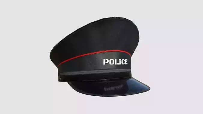 Police Cap 09 Black Red - Military Character Design Fashion Low-poly 3D model