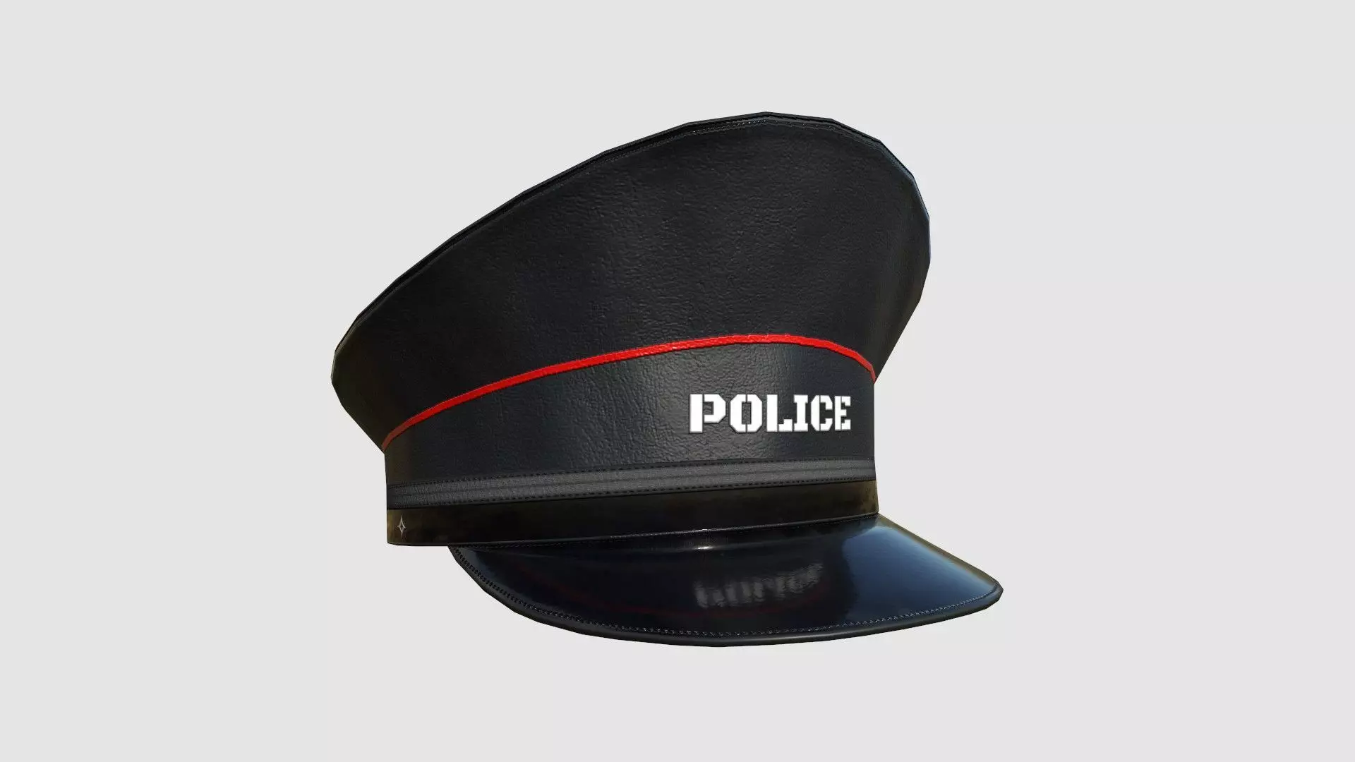 Police Cap 09 Black Red - Military Character Design Fashion Low-poly 3D model_0