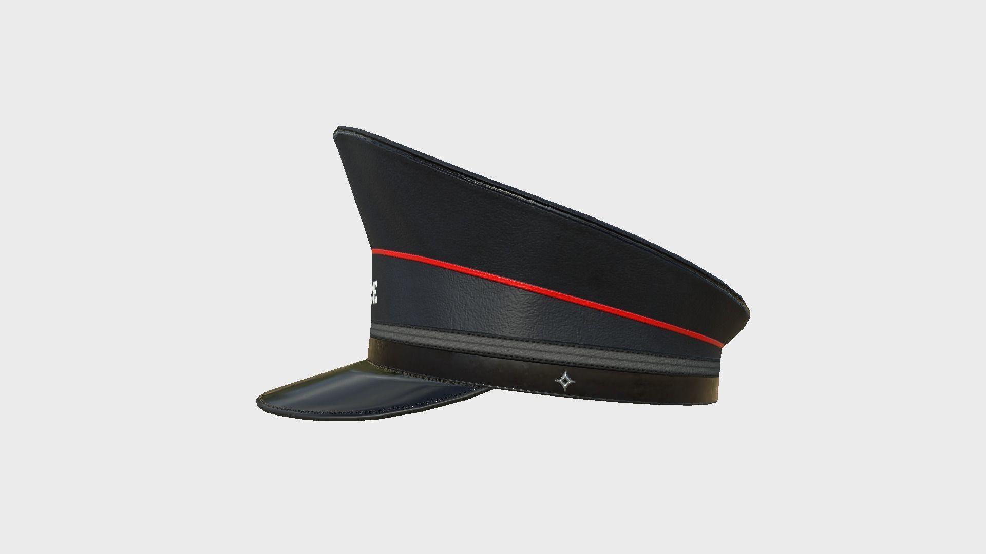 Police Cap 09 Black Red - Military Character Design Fashion Low-poly 3D model_2